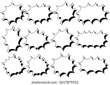 Hand Drawn Speech Bubble Set, Frame Set, Scream Bubble, Pop Design, Comic