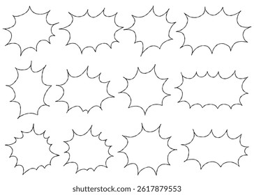 Hand Drawn Speech Bubble Set, Frame Set, Scream Bubble, Pop Design, Comic