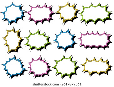 Hand Drawn Speech Bubble Set, Frame Set, Scream Bubble, Pop Design, Comic