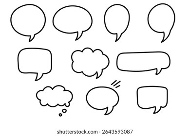 Hand drawn speech bubble set for text and yelling