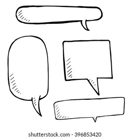 Hand drawn speech bubble skech set on white background. Vector doodle Illustration