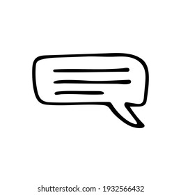 Hand drawn speech bubble in vector on white background. Doodle text bubble illustration in vector. Hand drawn talking bubble