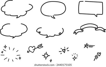 Hand drawn speech bubble vector illustration frame set