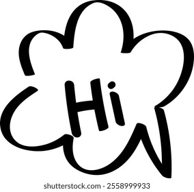 Hand Drawn Speech Bubble with the Word "Hi"