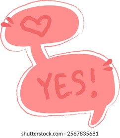 Hand Drawn Speech Bubble With Yes Lettering Vector Illustration