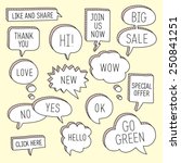 Hand drawn speech bubbles / callouts set with different messages. Vector illustration