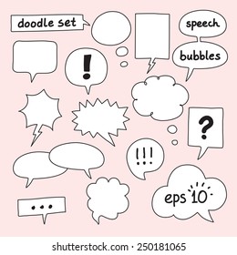 Hand drawn speech bubbles / callouts set. Vector illustration