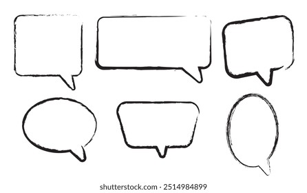 Conjunto de vectores de chat de burbujas de discurso dibujadas a mano. Icono plano de burbujas de voz. Doodle burbujas de discurso.