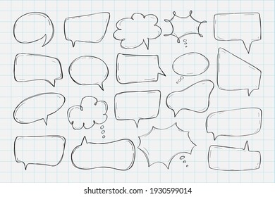 Hand drawn speech bubbles collection