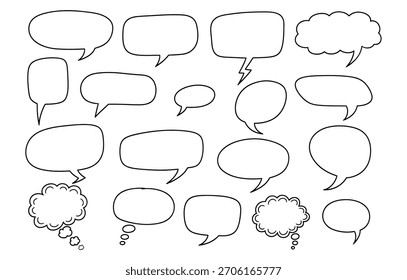 Dibujado a mano burbujas de discurso colección para la conversación y la comunicación