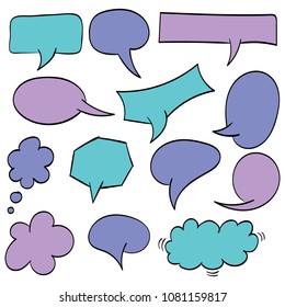 Hand Drawn Speech Bubbles in color. Vector Illustration