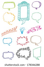 Hand drawn Speech Bubbles and Comic Emotion Balloons Doodle Vector. Editable Clip Art.