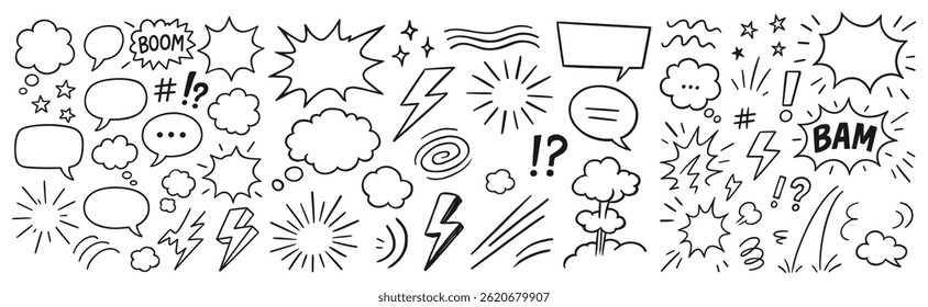 Hand Drawn Speech Bubbles and Comic Elements Collection a dynamic compilation perfect for adding flair