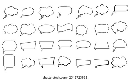 hand drawn speech bubbles, doodle line art speech bubbles