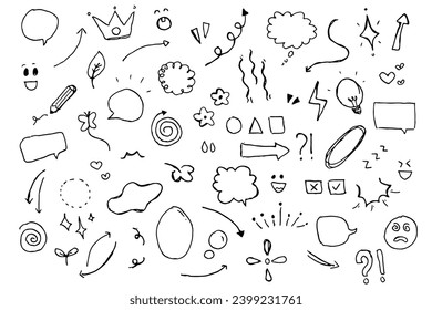 Hand Drawn Speech Bubbles doodle icon set 