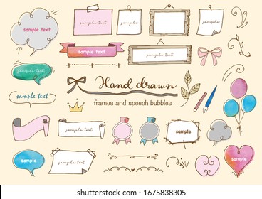 
Hand drawn speech bubbles and frame set