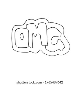 Hand drawn speech bubbles with handwritten short phrases OMG.vector illustration.