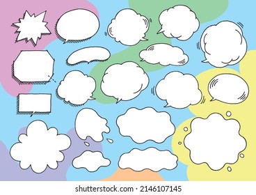 Hand drawn speech bubbles icons