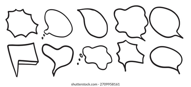 hand drawn speech bubbles for messaging and design projects