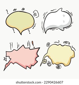 Hand drawn speech bubbles on white background. speech bubble with expressions