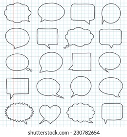 Hand Drawn Speech Bubbles On A Notebook Sheet