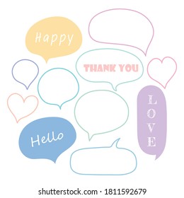 Hand Drawn Speech Bubbles With Pastel Color. 