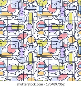 Hand drawn speech bubbles seamless pattern vector illustration on white background. Doodle talk or chat bubble pattern