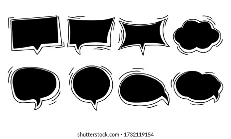 Hand drawn speech bubbles set collection Vector.