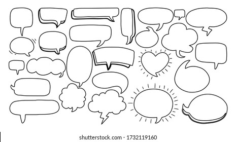 Hand drawn speech bubbles set collection Vector.