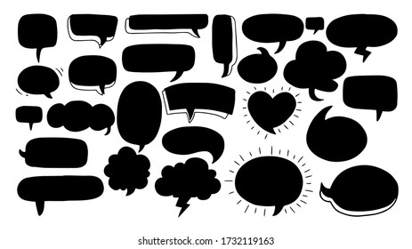 Hand drawn speech bubbles set collection Vector.