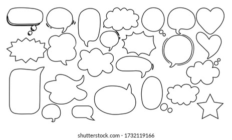 Hand drawn speech bubbles set collection Vector.