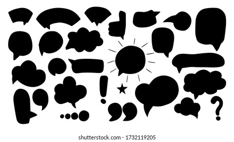 Hand drawn speech bubbles set collection Vector.