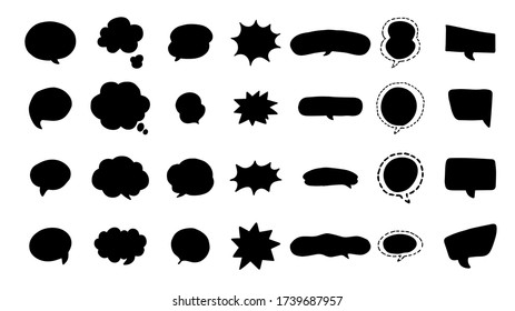 Hand drawn speech bubbles set collection Vector.