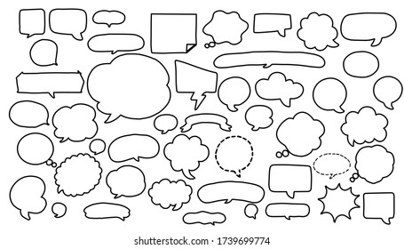 Hand drawn speech bubbles set collection Vector.