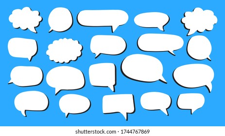 Hand drawn speech bubbles set collection Vector.