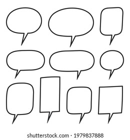 Hand drawn speech bubbles set. Cartoon balloon word design. Vector illustration