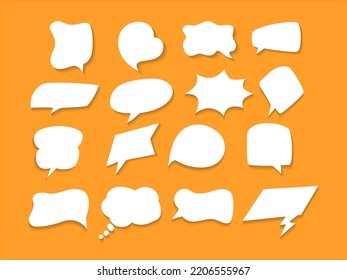 hand drawn speech bubbles set on yellow background