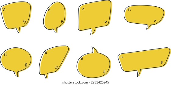 Handgezeichnete Sprachblasen. Set süße Sprachblase im Doodle-Stil. Mit Anführungszeichen.