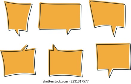Hand drawn speech bubbles. Set of cute speech bubble in doodle style.
