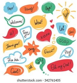 Hand Drawn Speech Bubbles Stickers Set Stock Vector (royalty Free 