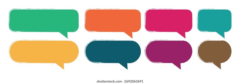 Dibujado a mano burbujas de discurso y burbujas de pensamiento. Conjunto de Vector de burbujas de discurso colorido. 