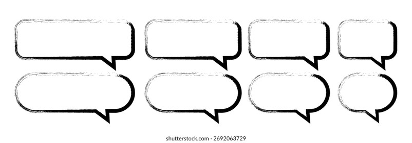 Dibujado a mano burbujas de discurso y burbujas de pensamiento. burbujas de discurso negro conjunto de Vectores. 