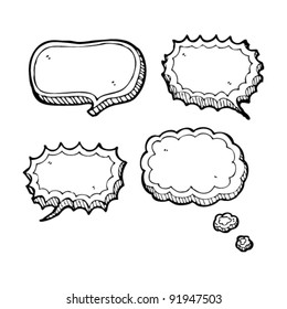 burbujas de habla dibujadas a mano y nubes de pensamiento