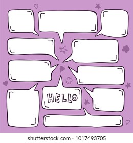 hand drawn speech bubbles, vector illustration.