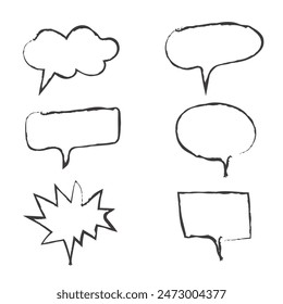 hand drawn speech bubbles vector. Thinking and speaking clouds. Retro bubbles shapes