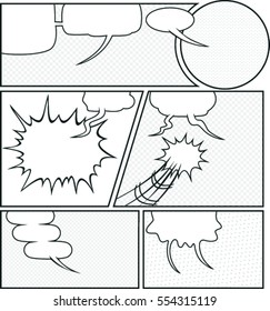 Hand drawn of speech comic bubbles. Comic sound effect. Vector illustration.