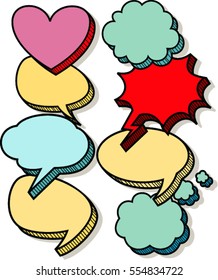 Hand drawn of speech comic bubbles. Comic sound effect.Vector illustration.