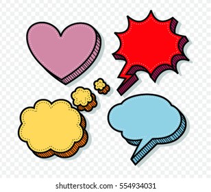Hand drawn of speech comic bubbles. Comic sound effect.Vector illustration.