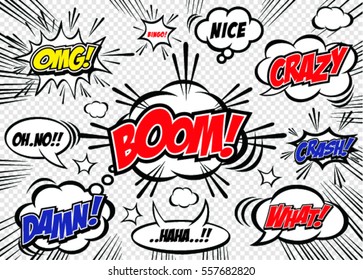 Hand drawn of speech comic bubbles. Comic sound effect.Vector illustration.