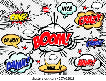 Hand drawn of speech comic bubbles. Comic sound effect.Vector illustration.